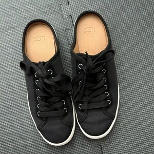 UGG Women’s Black Canvas Lace-Up Sneakers with Tan Insole